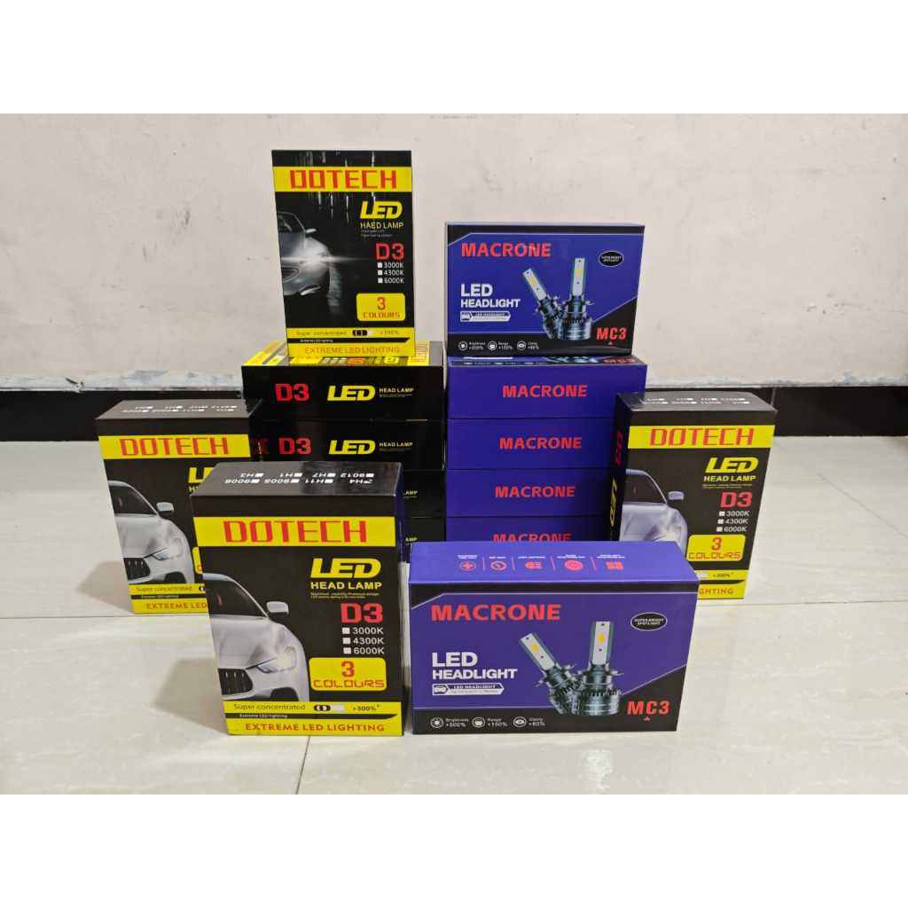 Bohlam Lampu LED Dotech Macrone – H11 / HB3 / H7 / HB4 / H1 / H3 – 3 Warna