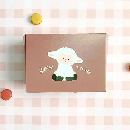

snack box motif lucu sheep dus packaging kemasan kue basah tradisional air minenal ukuran 14.5x10.5x7 cm