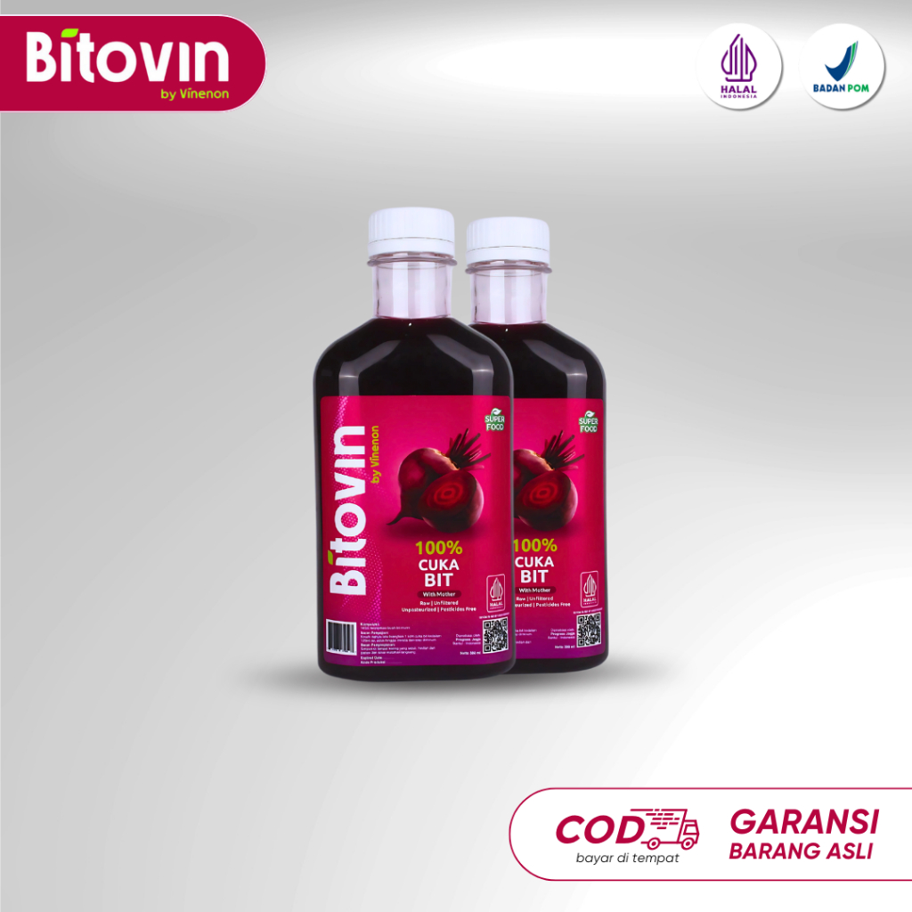 

Paket 2 Botol Bitovin Cuka Buah Bit Herbal Penambah Darah Alami | 100% Cuka Buah Bit Segar | Sudah BPOM