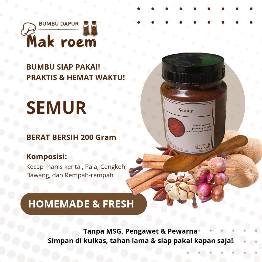 

By bumbu dapur mak roem, bumbu semur, bumbu masak premium, alami, non MSG dan pengawet