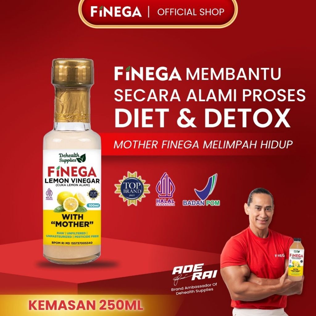

Dehealth Supplies FINEGA CUKA LEMON 100ml (Botol Kaca)