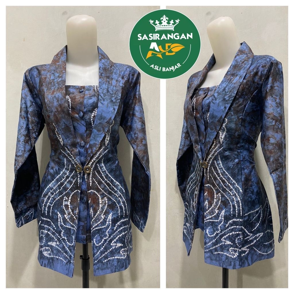 pre order blus jas sasirangan wanita bahan katun satin tebal adem & nyaman