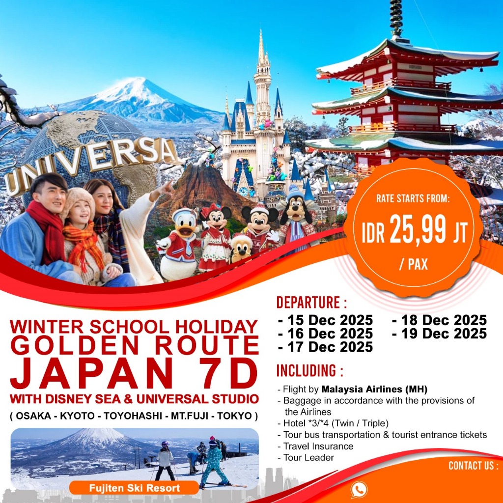 CONSORTIUM - WINTER SCHOOL HOLIDAY 7D JAPAN GOLDEN ROUTE START JKT DEC 2025