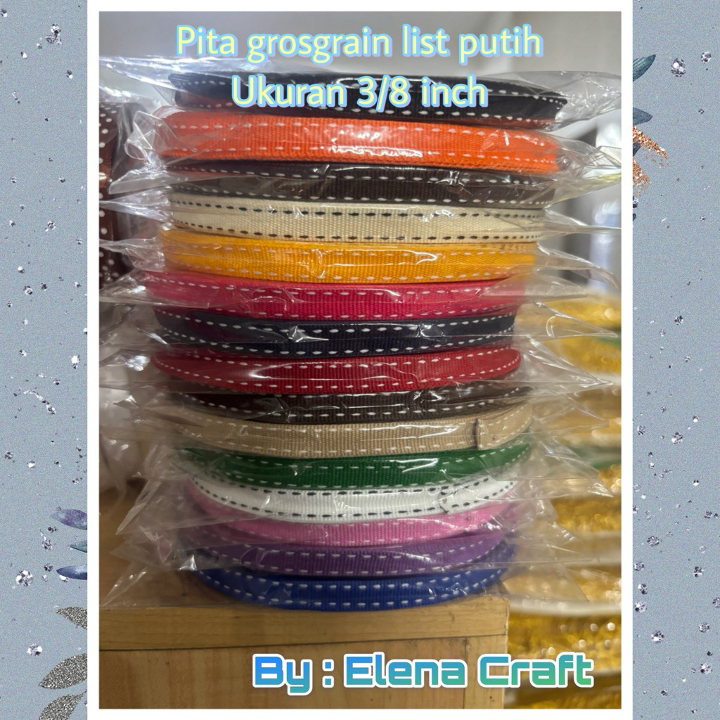 

Pita Grosgrain List Putih Ukuran 3/8inch Per Roll