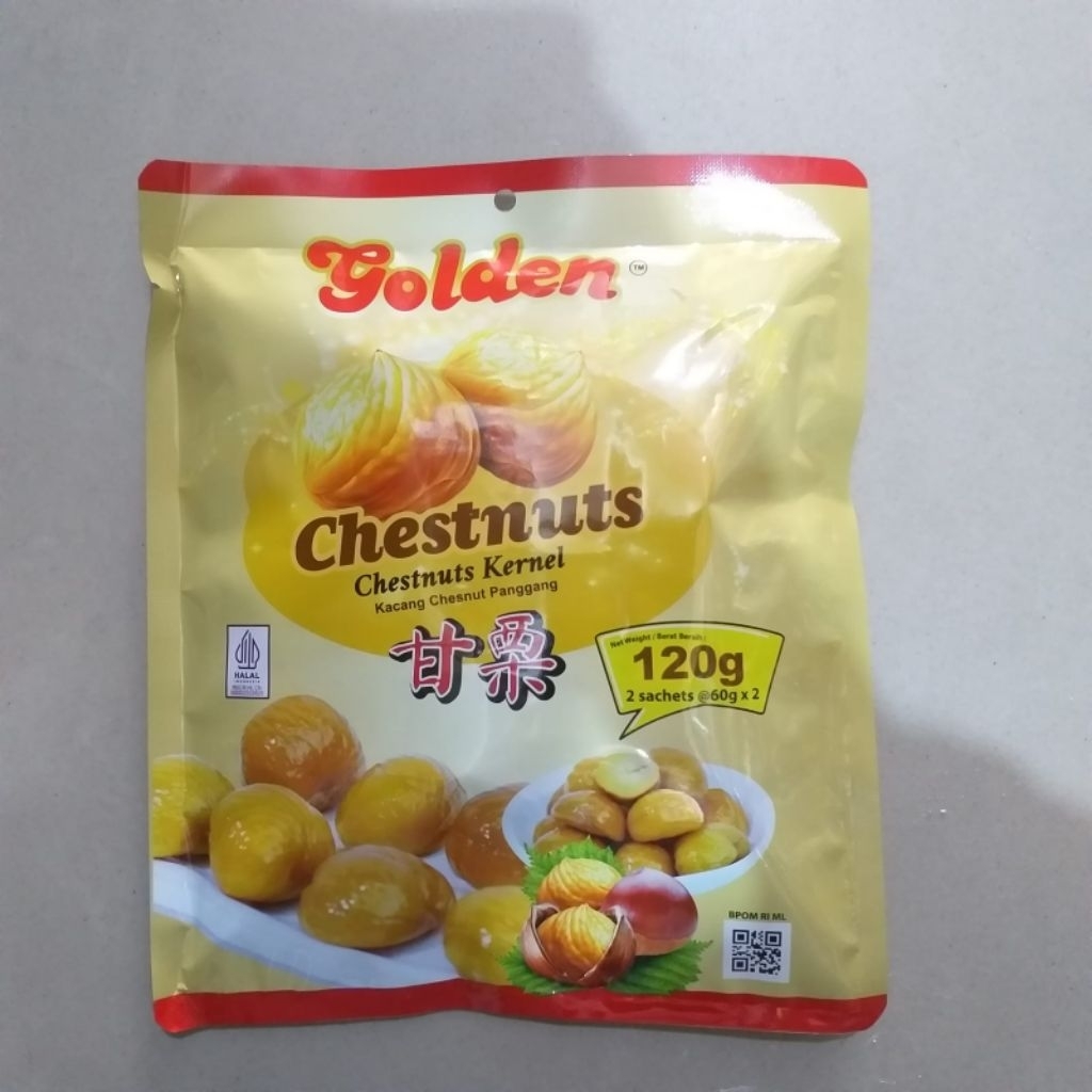 

Golden Chestnuts Kernel Kacang Chesnut Panggang 120 gram
