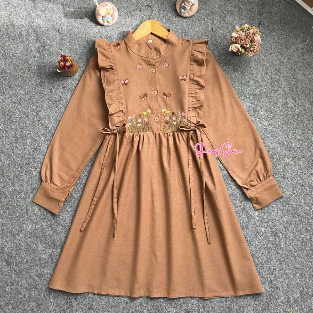 PENGIRIMAN CEPAT FATIYA BAJU ATASAN TUNIK LINEN BORDIR WANITA TERBARU KEKINIAN JUMBO LD 120 - 92