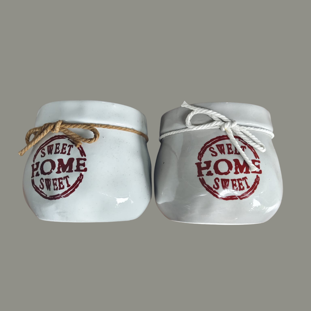 Pot Mini Pot Keramik Pot Bunga Pot Tanaman Hias Model Bulat Home Sweet Home