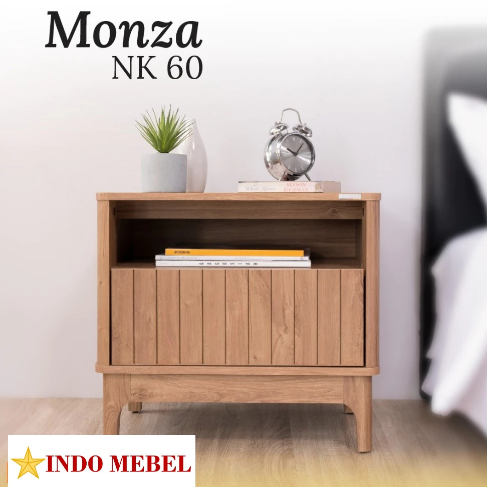 Nakas Meja Samping Kecil Minimalis MONZA NK 60 AVANTI Motif Kayu Natural | Promo Murah Ready Makassa