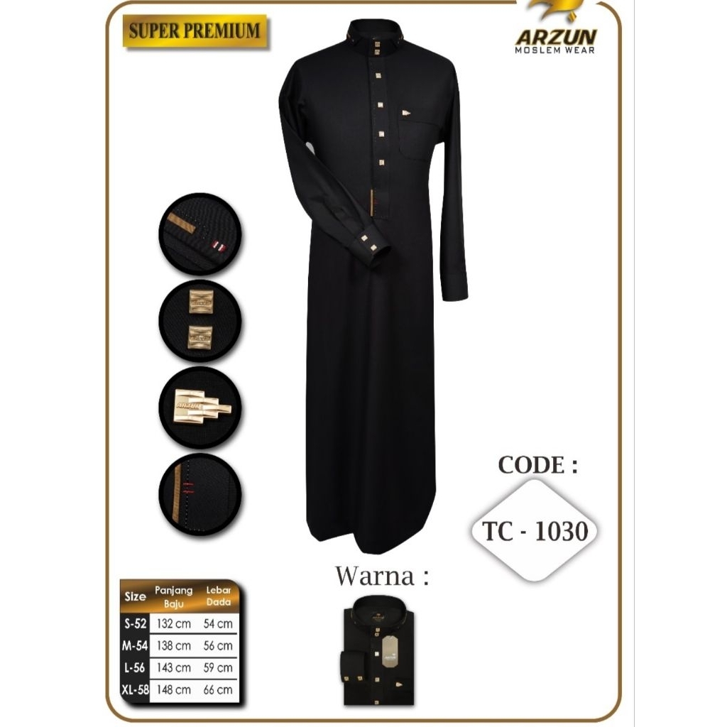 Jubah Arzun bahan katun toyobo premium-Baju Gamis pria dewasa premium