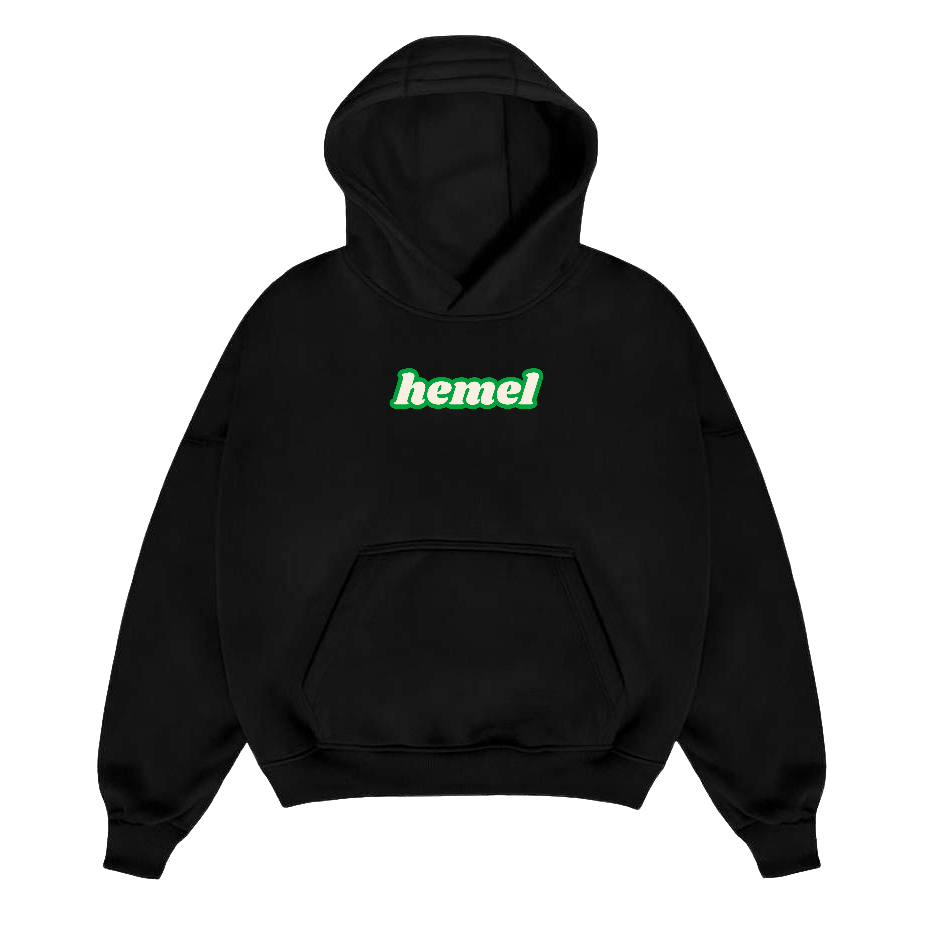Hoodie Boxy Black / Hitam Pria & Wanita Hoodie Boxy Hemel Greenn Oversize Unisex