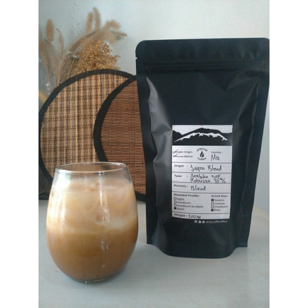 

DRIPCAFF Kopi Asli Rasa Mocca Jagra Blend 200 Gr Arabika Robusta 30 70 Bean Premium Biji / Bubuk