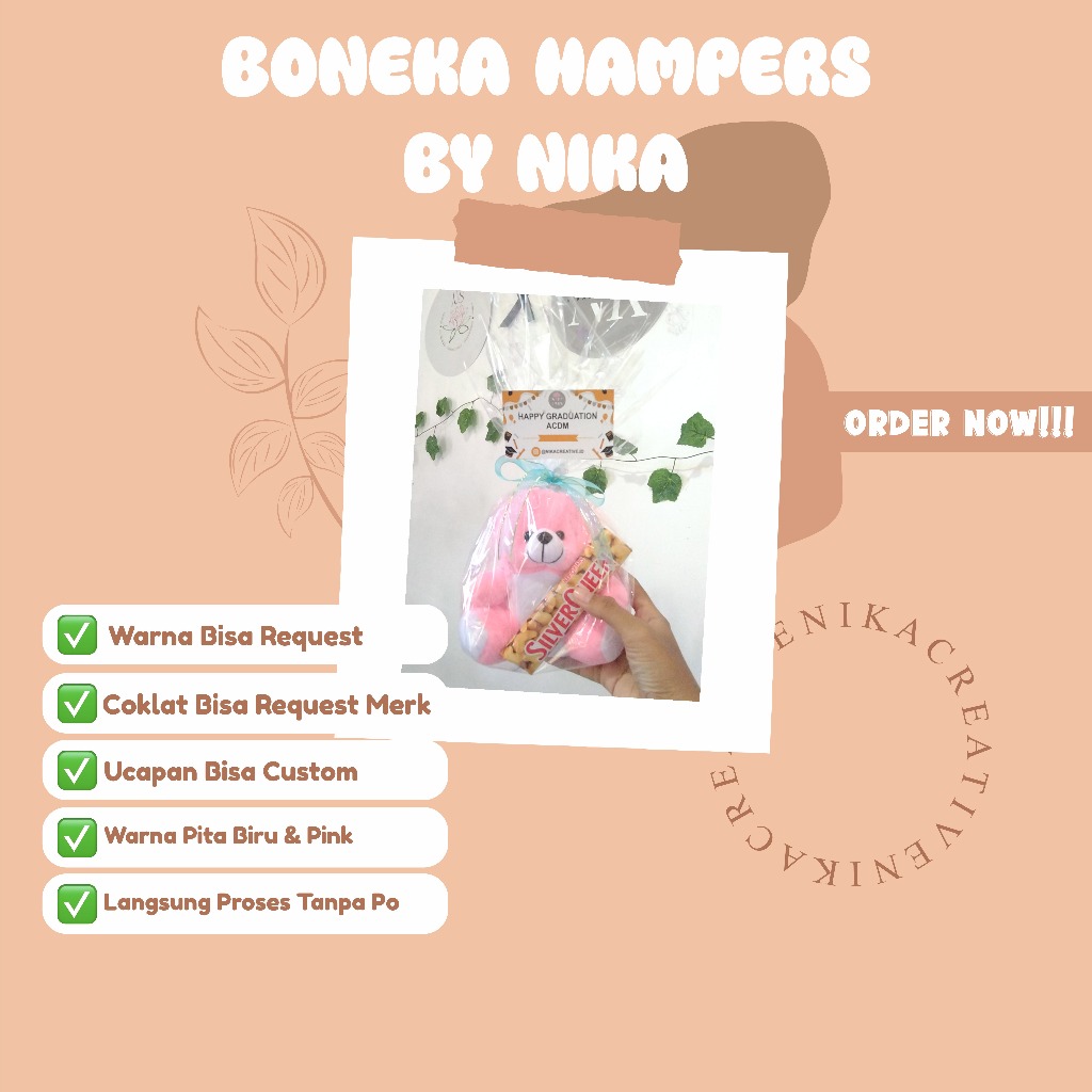 

Hampers Boneka Custom + Coklat & Ucapan – Kado Graduation / Ultah Lucu by NIKA