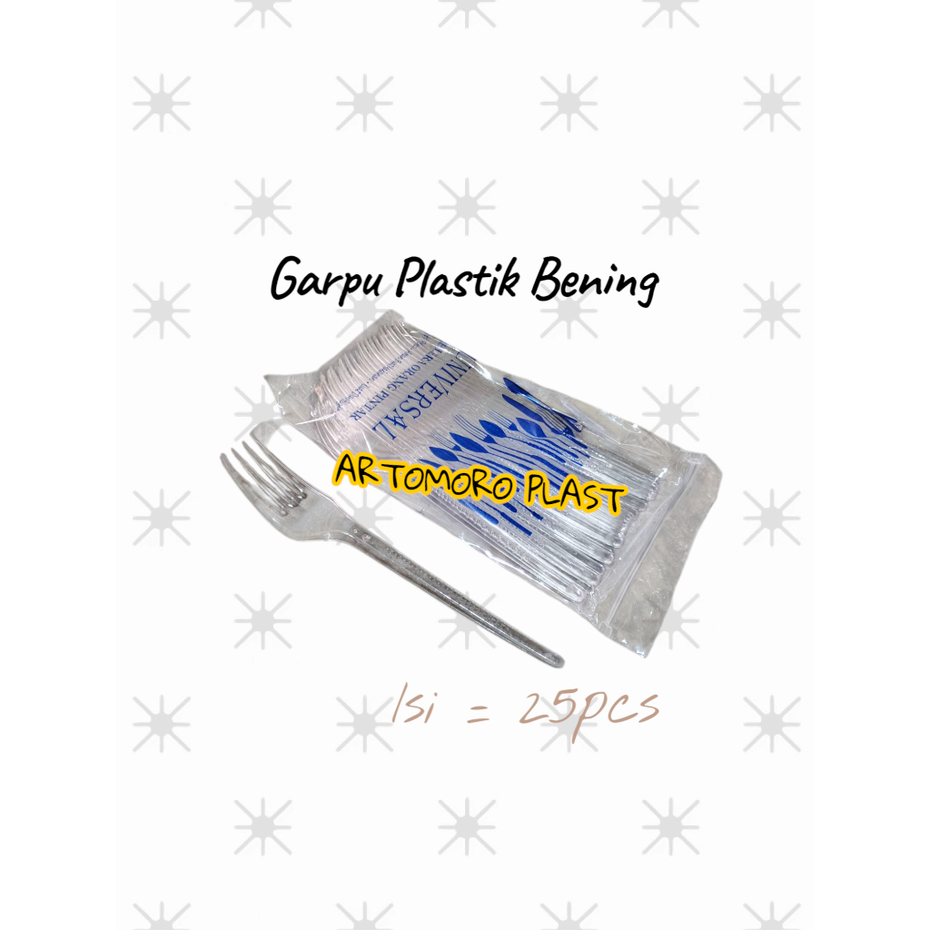 (25PCS) SENDOK PANJANG PLASTIK BENING / GARPU PANJANG PLASTIK BENING ( HARGA GROSIR)