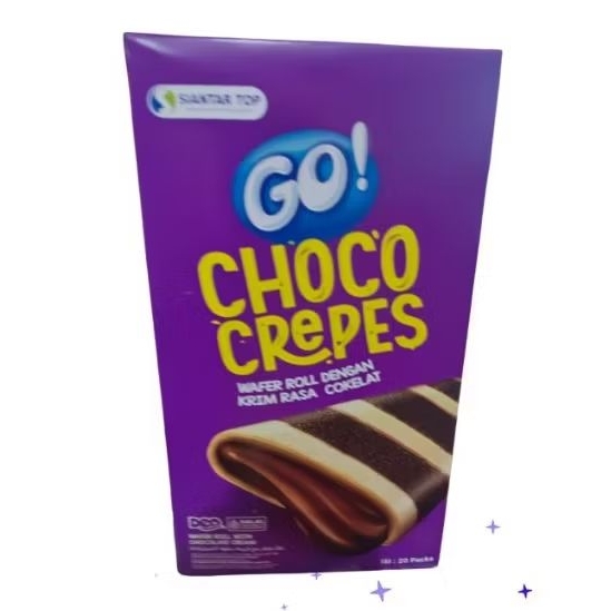 

Go choco crepes wafer roll dengan krim rasa cokelat isi 20 packs