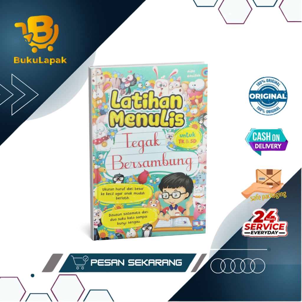 Buku Menulis Anak - Latihan Menulis Tegak Bersambung Untuk TK & SD - Buku Menulis Tegak Bersambung