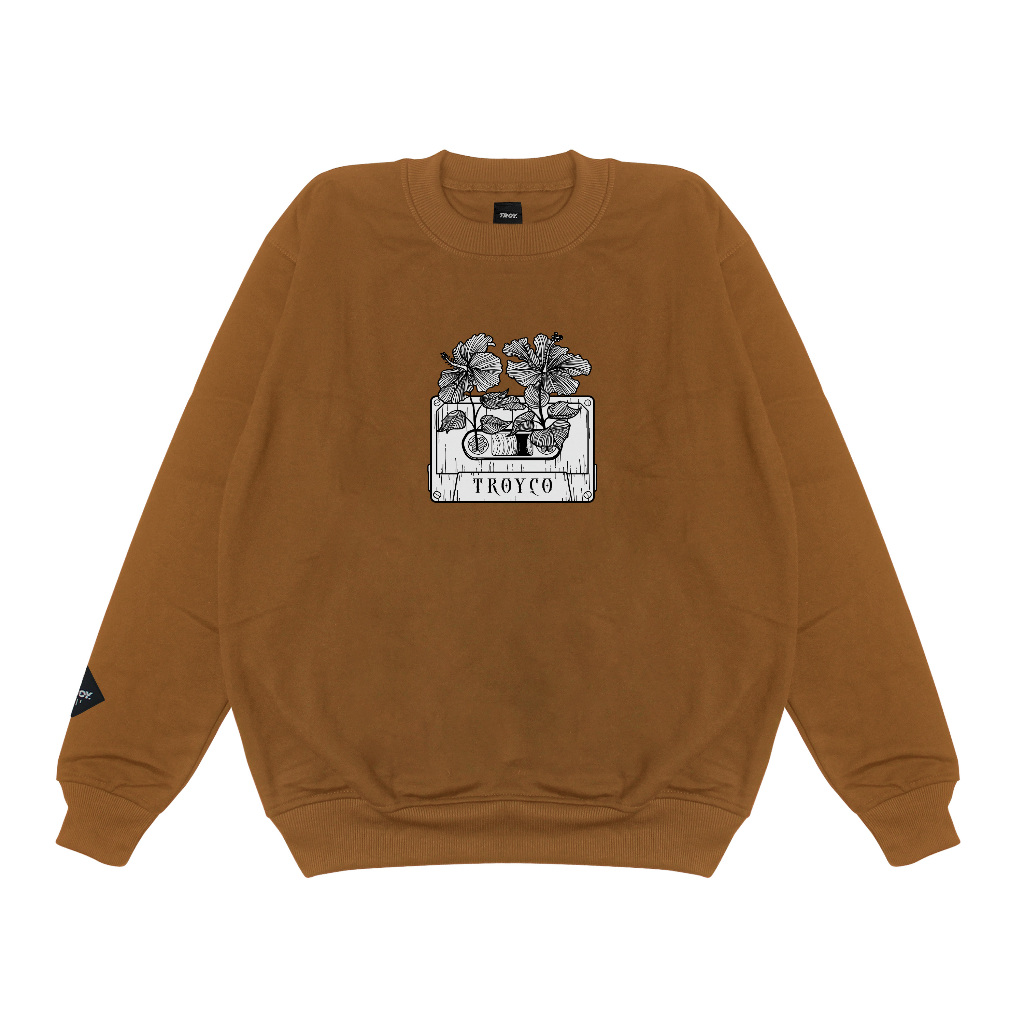Troy Company Sweater Crewneck Old Mustard Cassette Fleurie - Sweater Sweatshirt Mustard Tua SW 3180