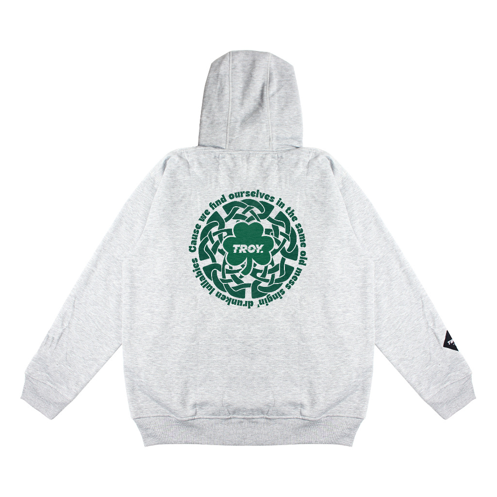 Troy Company Zipper Hoodie Misty Grey Clover Hexa - Hoodie Zipper Hoodie Abu Misty ZHD 3181