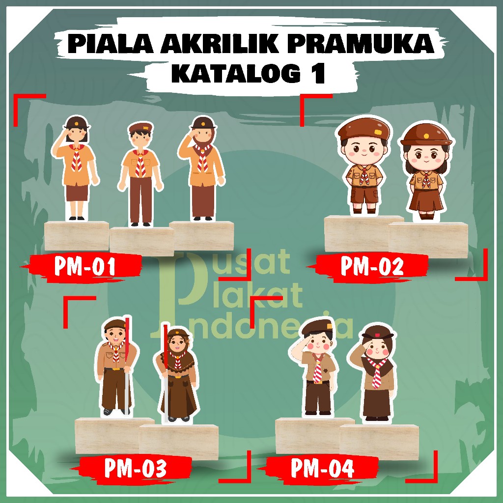 [COD] PIALA AKRILIK PRAMUKA STIKER TEMPEL DEPAN TATAKAN KAYU MINIMAL ORDER 5 PCS| PIALA AKRILIK MURA