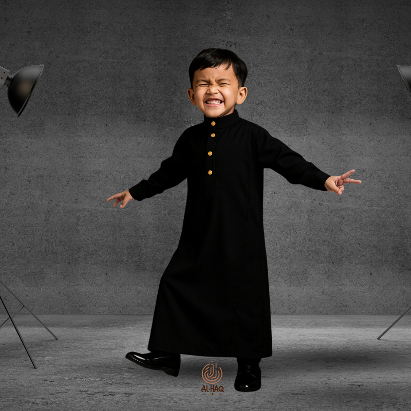 HOT AL HAQ JUBAH ANAK LAKI LAKI PREMIUM SLIMFIT MODERN HITAM 7-15 TAHUN BY.AL HAQ JUBAH ANAK COWOK