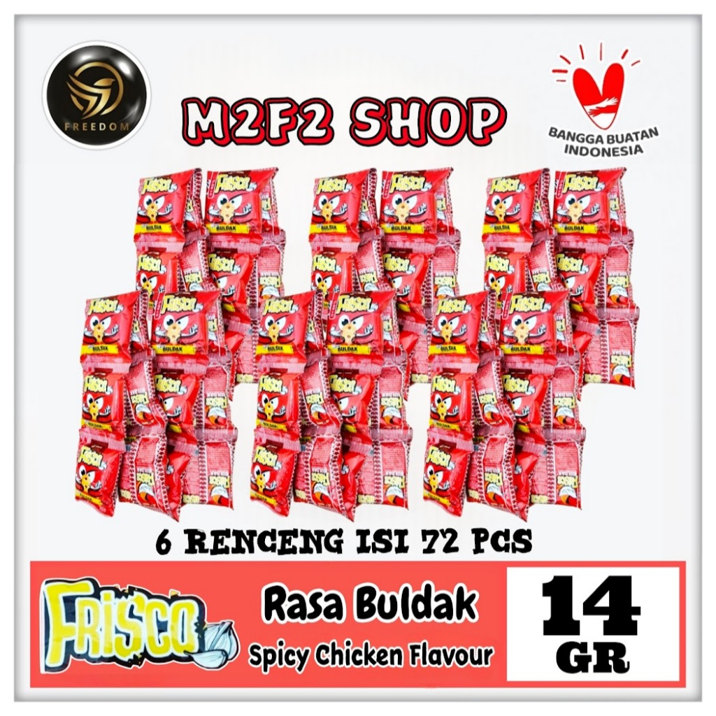 

Frisco Snack Spicy Chicken Flavour | Makanan Ringan Ekstrudat Rasa Buldak Sachet - 14 gr (Kemasan 6 Renceng)