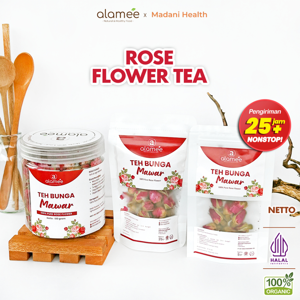 

ALAMEE Teh Bunga Mawar Rose Flower Tea Organik Kering Dried Siap Minum Seduh Organic