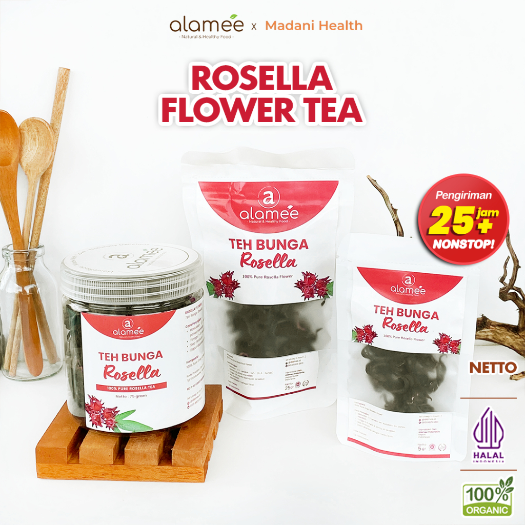 

ALAMEE Teh Bunga Rosella Tea Siap Saji Seduh Sehat Organic Organik Herbal Alami Teh Seduh Siap Minum