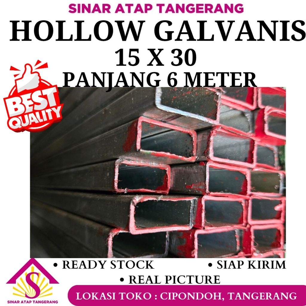 Hollow Galvanis 15 x 30 tebal 1.1 mm x 6 Meter