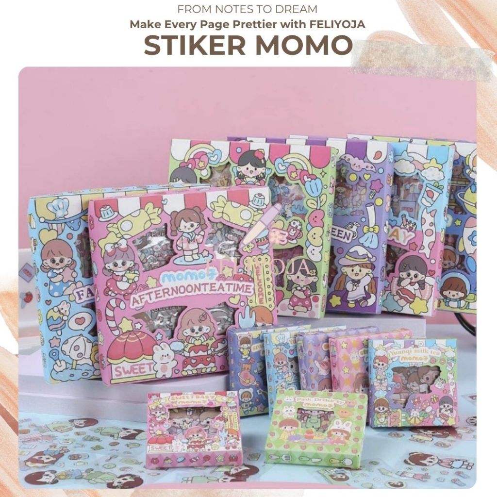 

FELIYOJA | Sticker MOMO Isi 100 Lembar Waterproof Tumblr Kartun Korea DIY/Aesthetic DIY Buku Diary