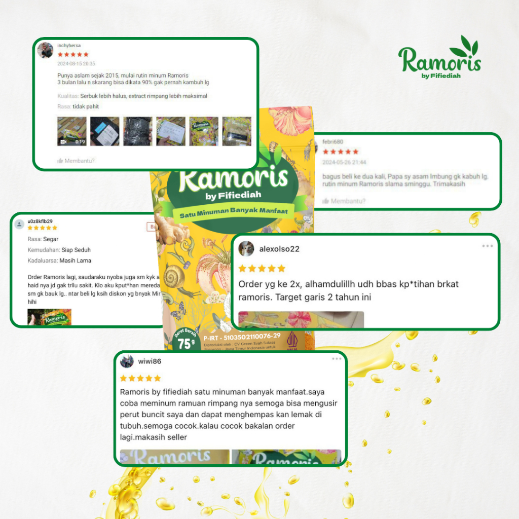 

Forcysn [Paket Imune Booster] Ramoris Teh Rimpang + Madu Multiflora - Herbal Jahe Kunyit Lengkuas