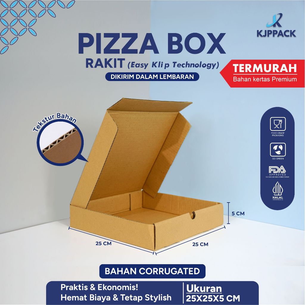 KJPACK KARDUS BOX 25x25x5 BOX PIZZA HAMPERS FOODGRADE TEBAL