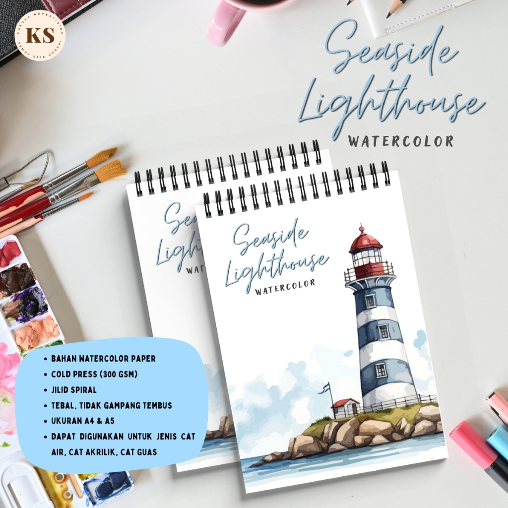 

WATERCOLOR BOOK SEASIDE LIGHTHOUSE COLD PRESS 300GSM Buku Sketsa Mewarnai Dewasa Remaja Ukuran A4 A5