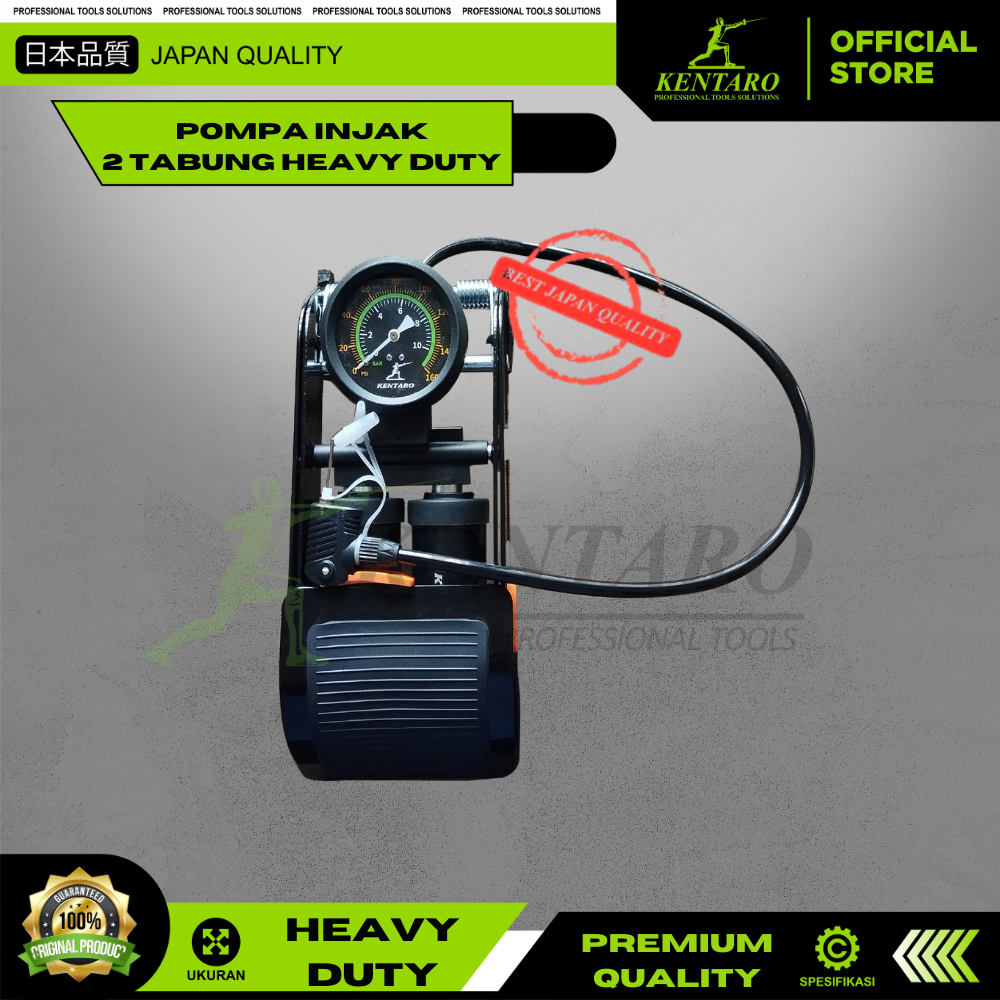 POMPA INJAK ANGIN BAN SEPEDA MOTOR 2 TABUNG KENTARO JAPAN QUALITY