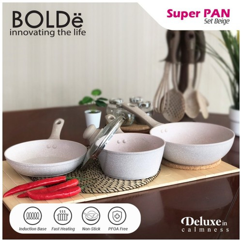Bolde Super Pan Set Beige 3+1 Anti Lengket