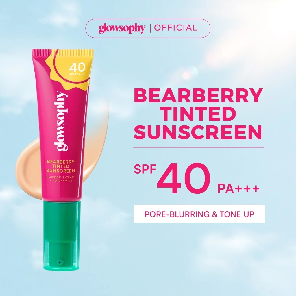 GLOWSOPHY BEARDBERRY TINTED SUNSCREEN SPF 40 PA+++ PORE-BLURRING & TONE UP | SUNSCREEN GLOWSOPHY TON