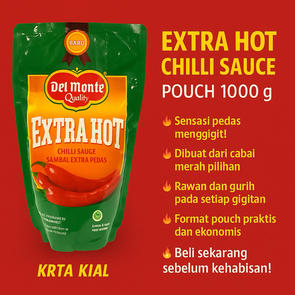 

Del Monte Sambal Extra Hot 1000g – Pedas Ekstra, Rasa Juara!
