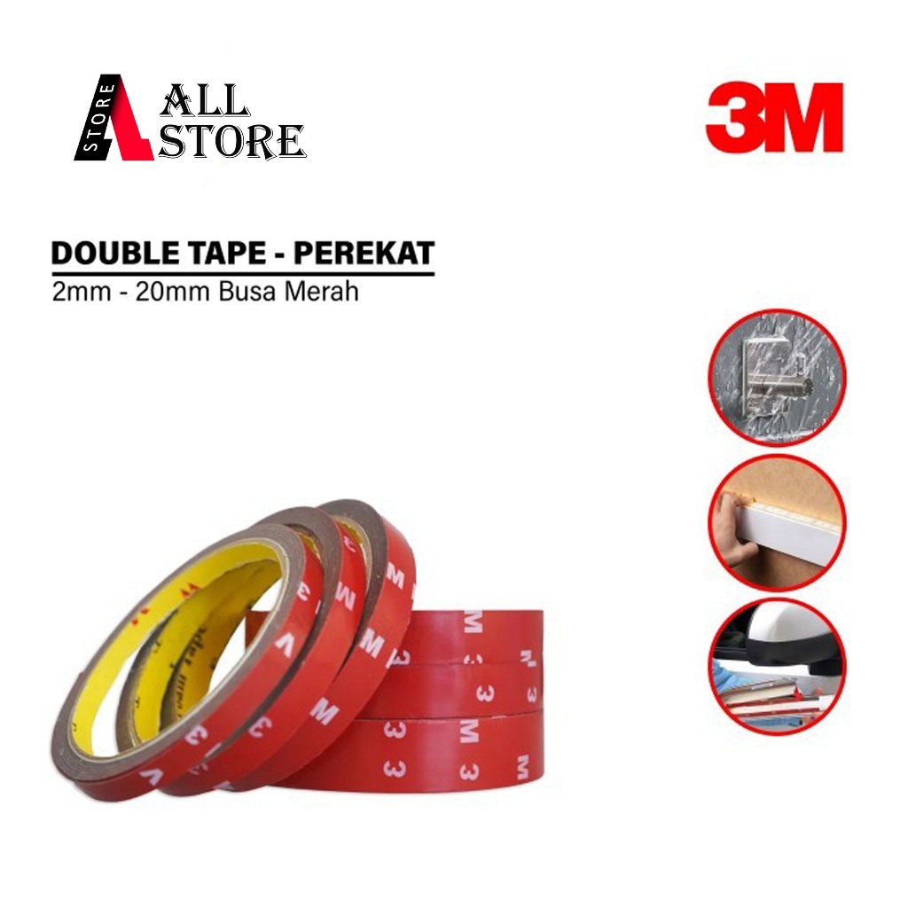 Double tape  Busa 3M - Perekat - Foam Tape - Double Tape Foam - Foam double side tape Merah Original