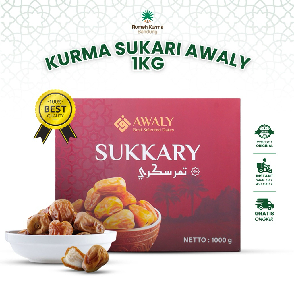 

Awaly Kurma Sukari 1 Kg Premium Sukkary Original Lembut Legit High Quality Asli Al Qassim Madinah