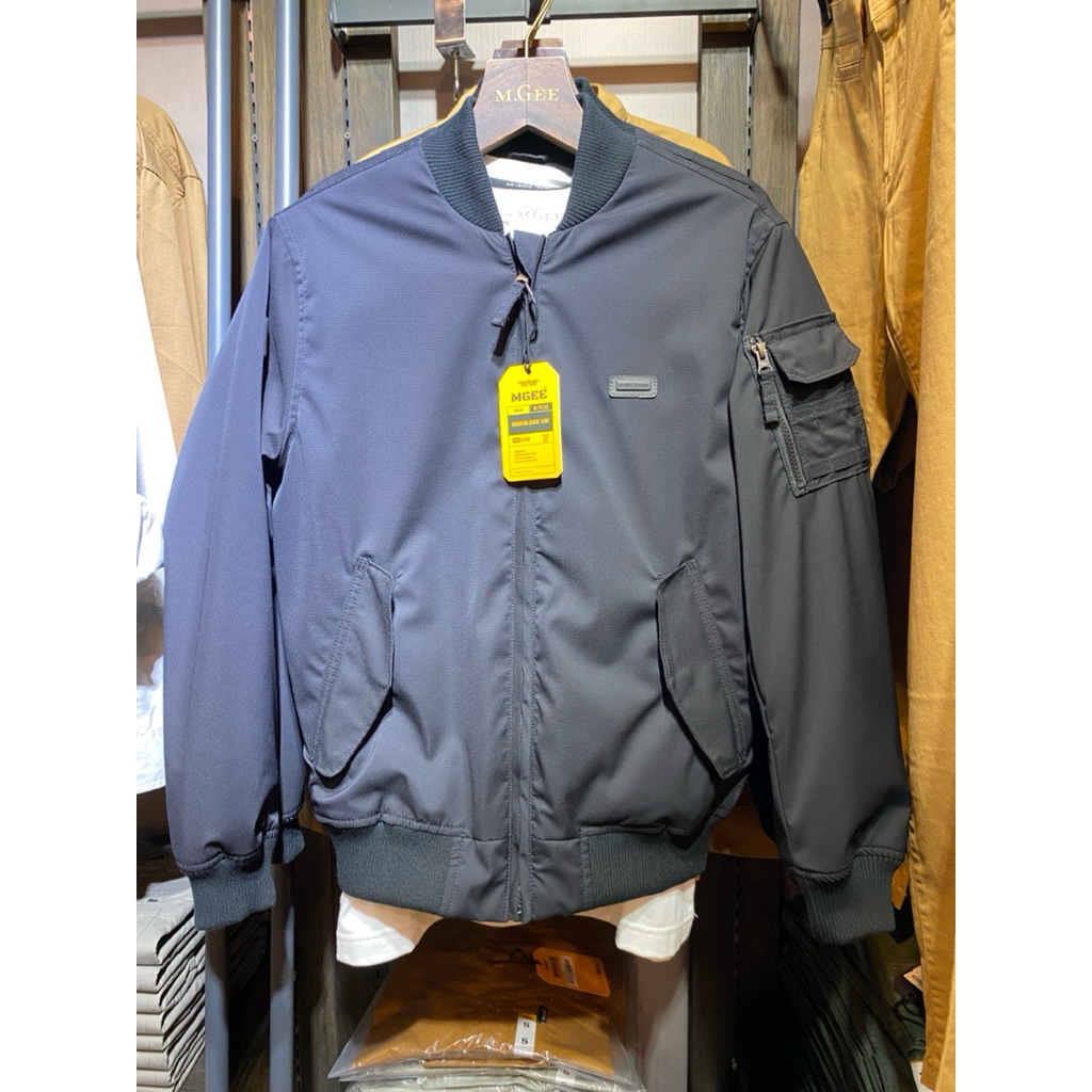 Jaket Bomber Pria Bahan Polyester Parasut Tebal 100% original Mgee Javier Cksr 001 Black