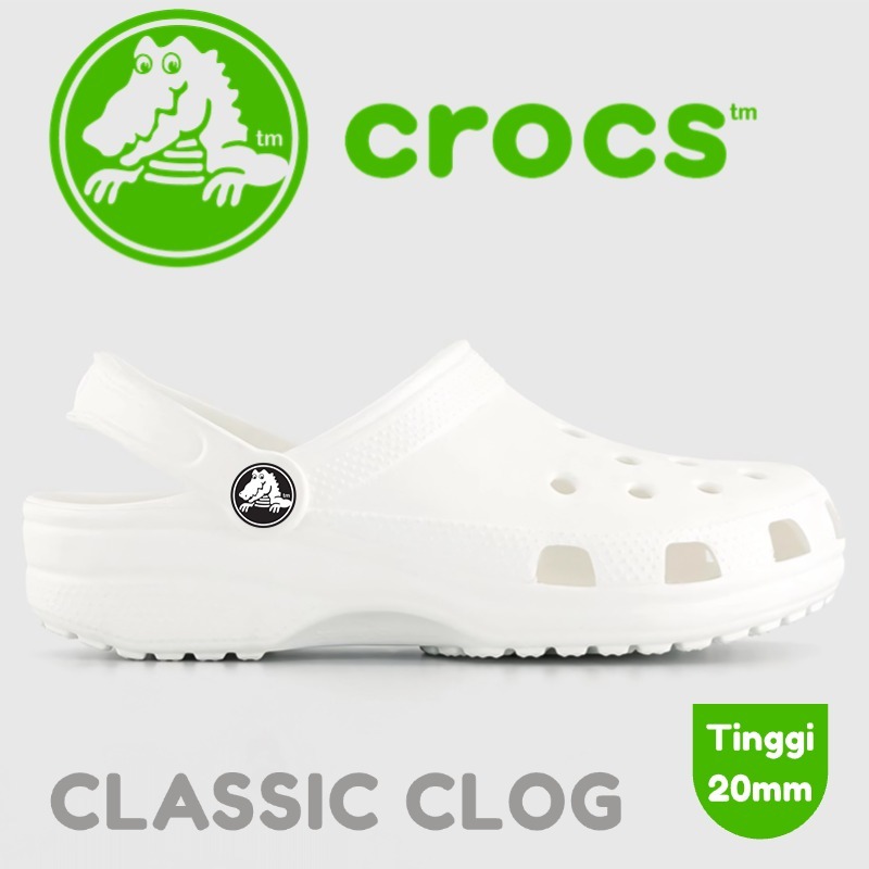 【ORI】 Sandal wanita Crocs Classic Clog / Crocs Classic Unisex Clog - White