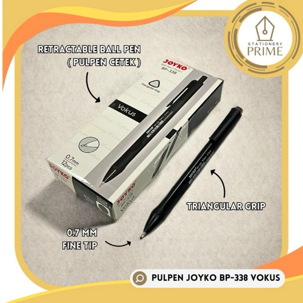 

Ball Pen Pulpen Pena Joyko BP-338 Vokus 0,7mm (Isi 12 pcs)