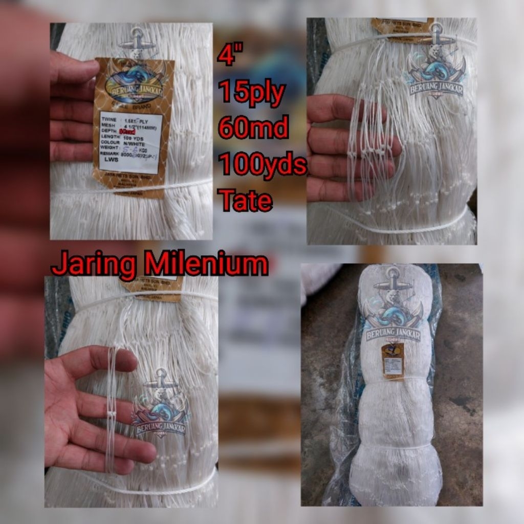 Jaring Millenium / Jaring Ply 4½inci 15ply 60md 100yds tate