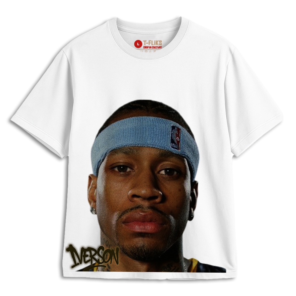 ALLEN IVERSON SIXERS KAOS NBA SERIES TSHIRT OVERSIZE UNISEX PUTIH - TFLIKS
