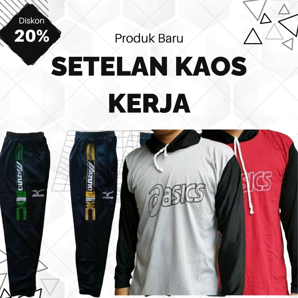 SETELAN KAOS OUTDOOR + CELANA TRAINING/KAOS TANI BERTUDUNG/KAOS TANI POLOS/KAOS PROYEK