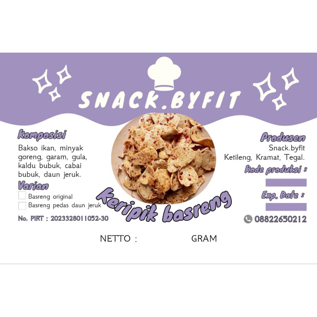 

keripik basreng rasa pedas daun jeruk ukuran 250gram, produksi snack.byfit.