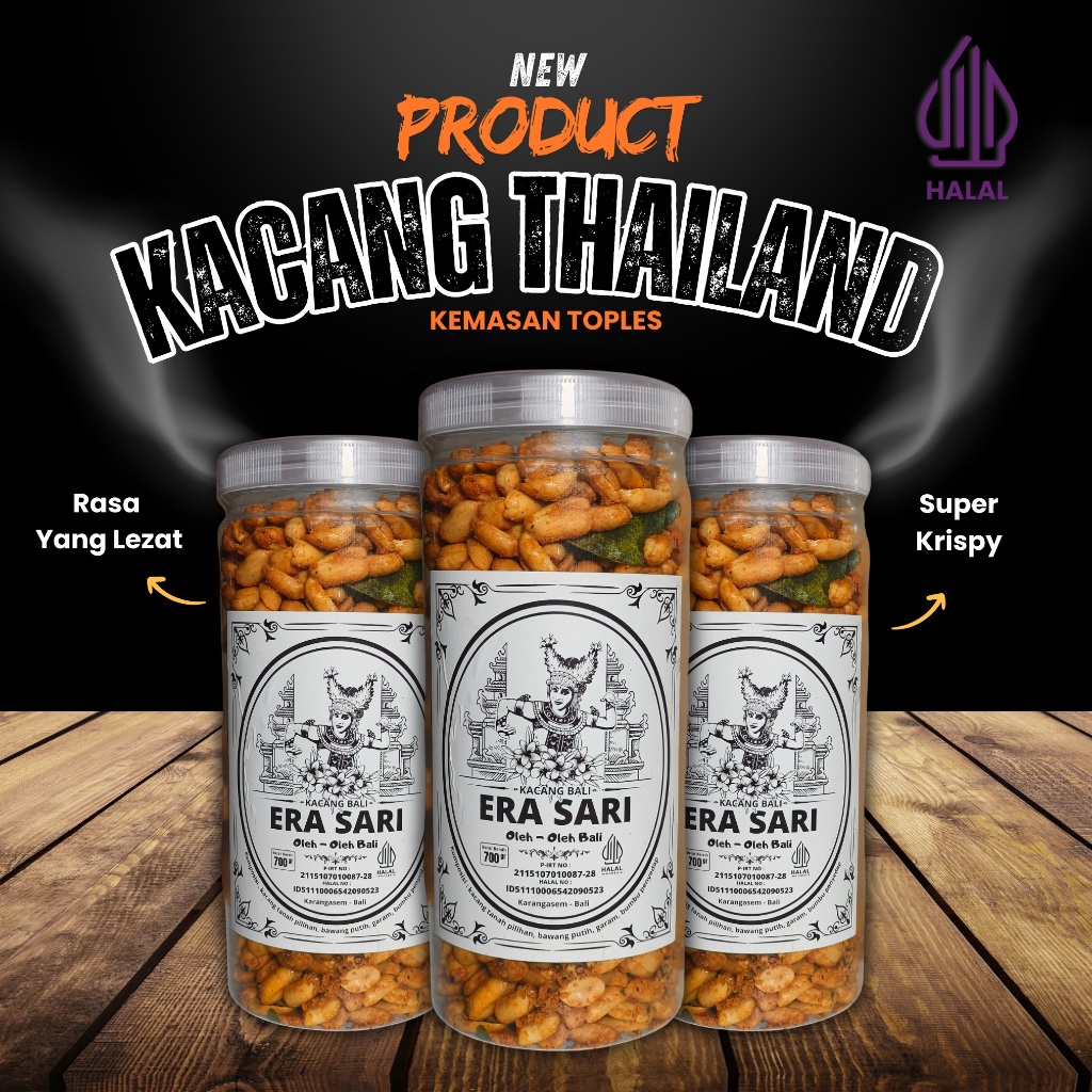 

(700 gr) Kacang Thailand bumbu Rempah khas Bali kemasan Toples