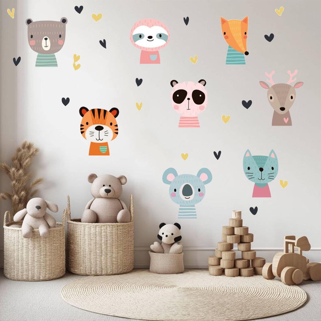 sticker dinding kamar anak binatang lucu kamar anak laki laki perempuan