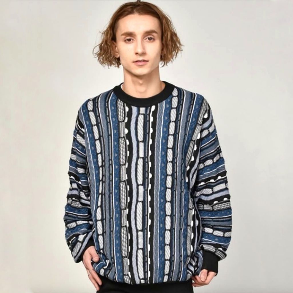 Halham Japan Like Coogi 3D Pattern Sweater
