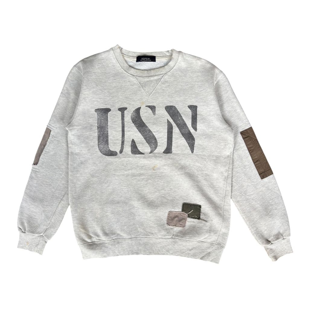 Aspesi U.S Navy Loopwheeled Patchwork Sweatshirt