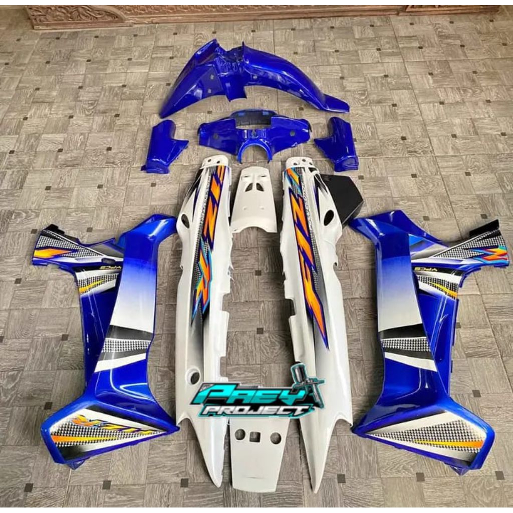 full body halus Yamaha Fiz R biru putih. cover body halus Yamaha Fiz R 2004 Full set