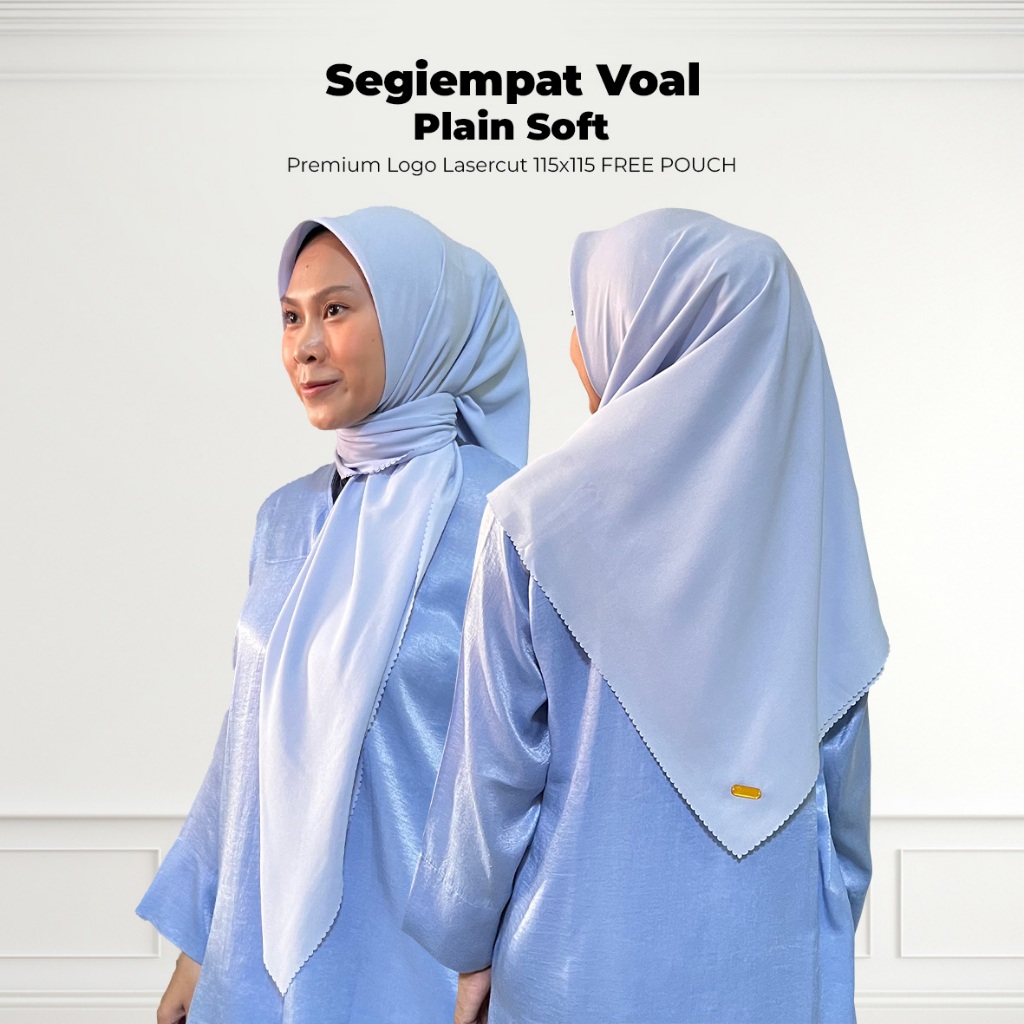 Voal Plain Soft Premium Logo Lasercut 115x115 FREE POUCH / Kerudung Voal Premium / Voal Plain Soft /